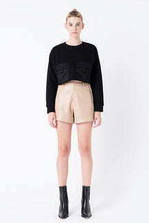 GREY LAB - Pu Shorts - SHORTS available at Objectrare