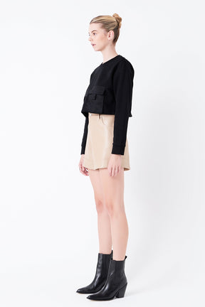 GREY LAB - Pu Shorts - SHORTS available at Objectrare