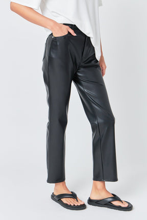 GREY LAB - High-Waisted Faux Leather Pants - PANTS available at Objectrare