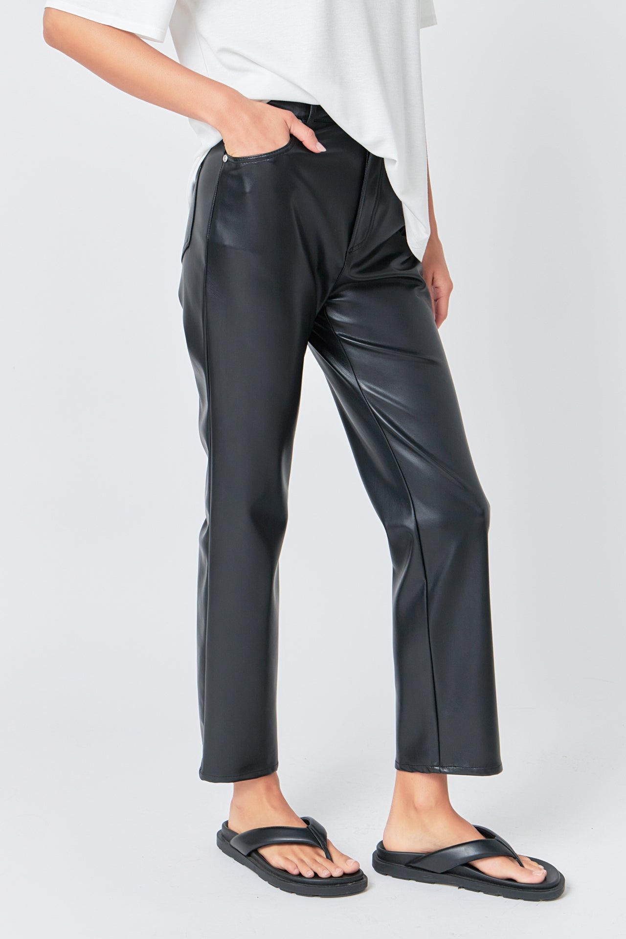 GREY LAB - Grey Lab - High-Waisted Faux Leather Pants - PANTS available at Objectrare