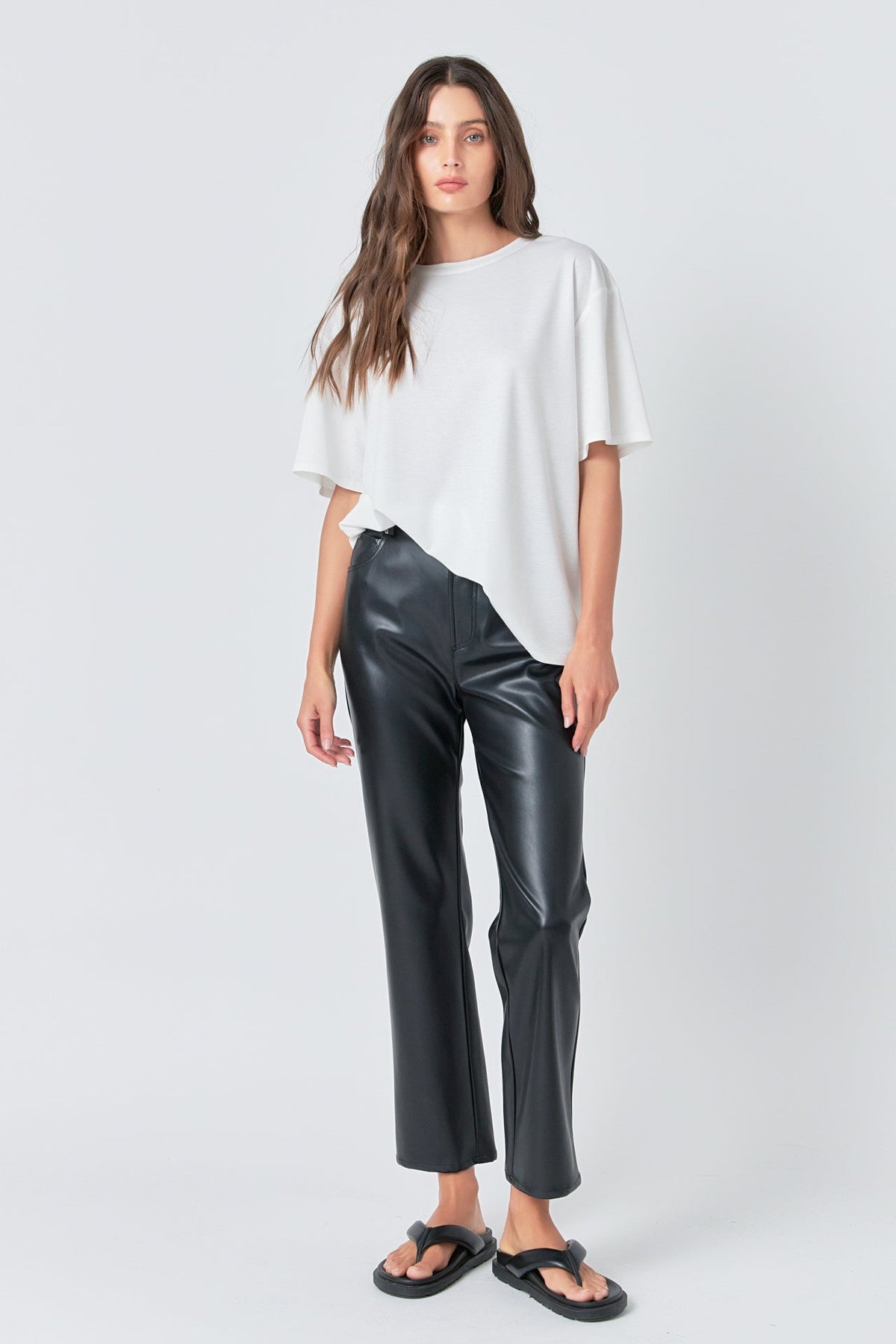 Grey Lab - High-Waisted Faux Leather Pants