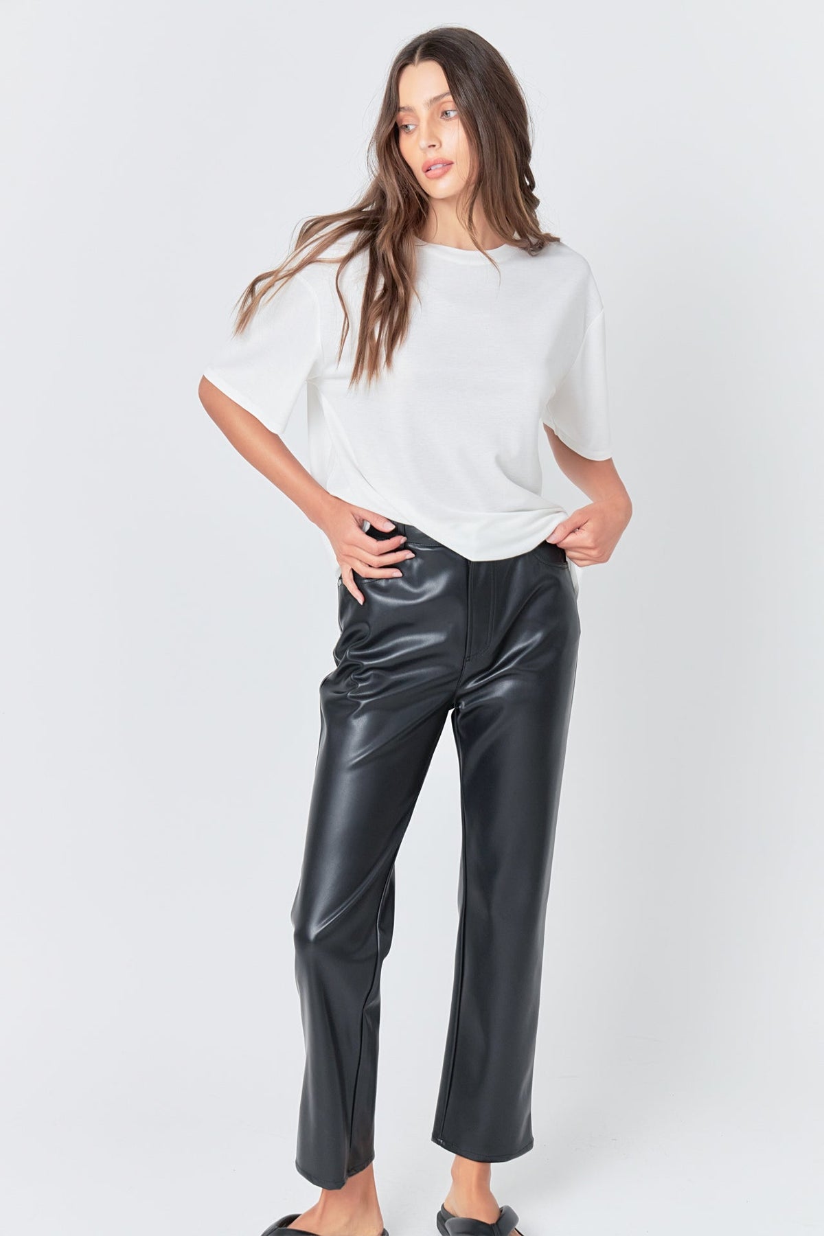 GREY LAB - Grey Lab - High-Waisted Faux Leather Pants - PANTS available at Objectrare