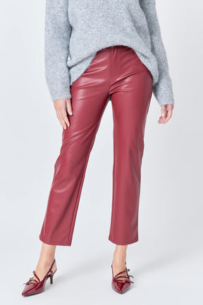 GREY LAB - High-Waisted Faux Leather Pants - PANTS available at Objectrare