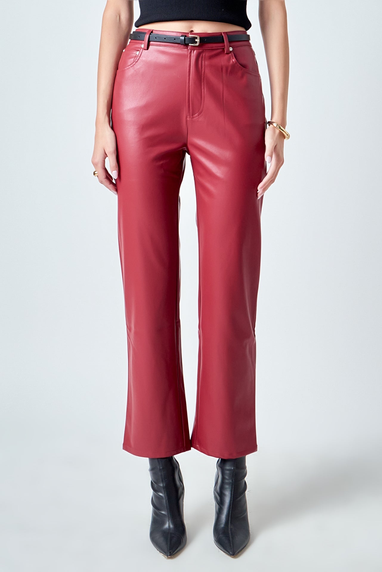 GREY LAB - High-Waisted Faux Leather Pants - PANTS available at Objectrare