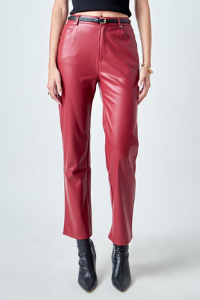 GREY LAB - High-Waisted Faux Leather Pants - PANTS available at Objectrare
