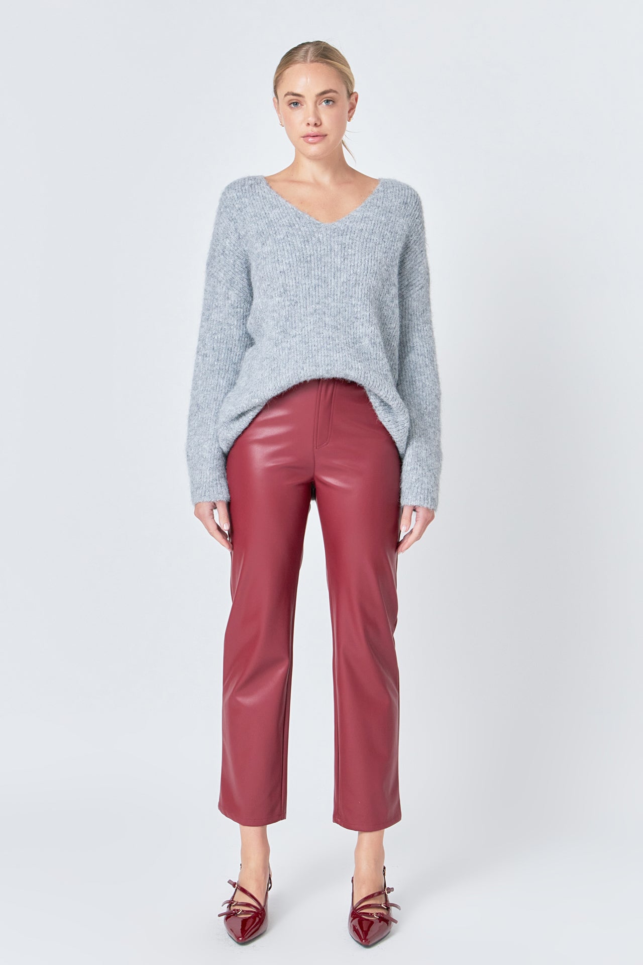 GREY LAB - High-Waisted Faux Leather Pants - PANTS available at Objectrare