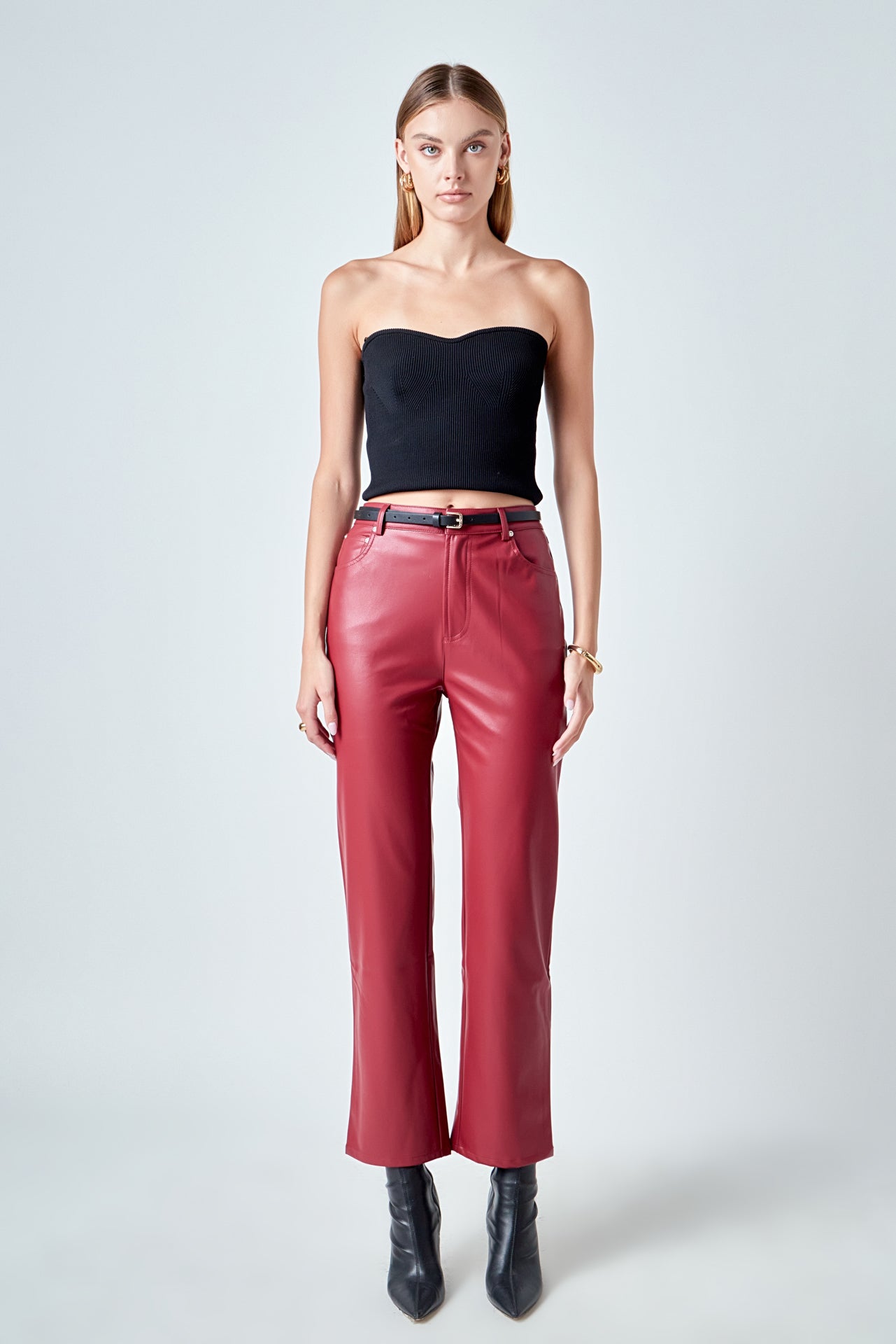 GREY LAB - High-Waisted Faux Leather Pants - PANTS available at Objectrare