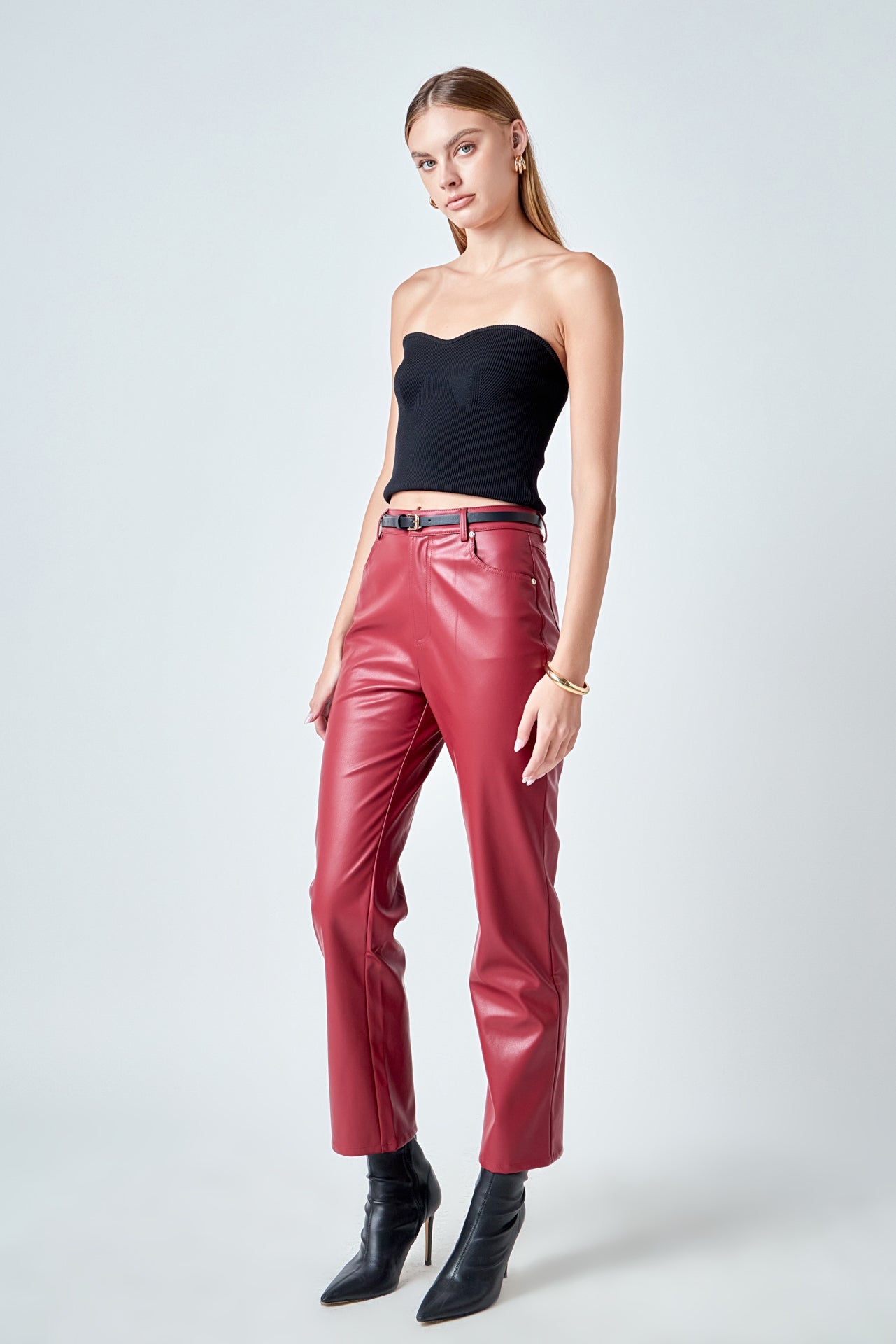 GREY LAB - High-Waisted Faux Leather Pants - PANTS available at Objectrare