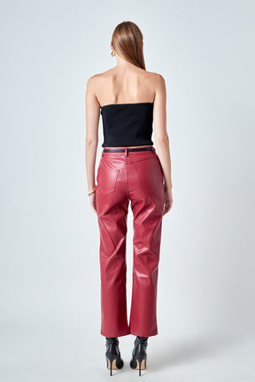 GREY LAB - High-Waisted Faux Leather Pants - PANTS available at Objectrare