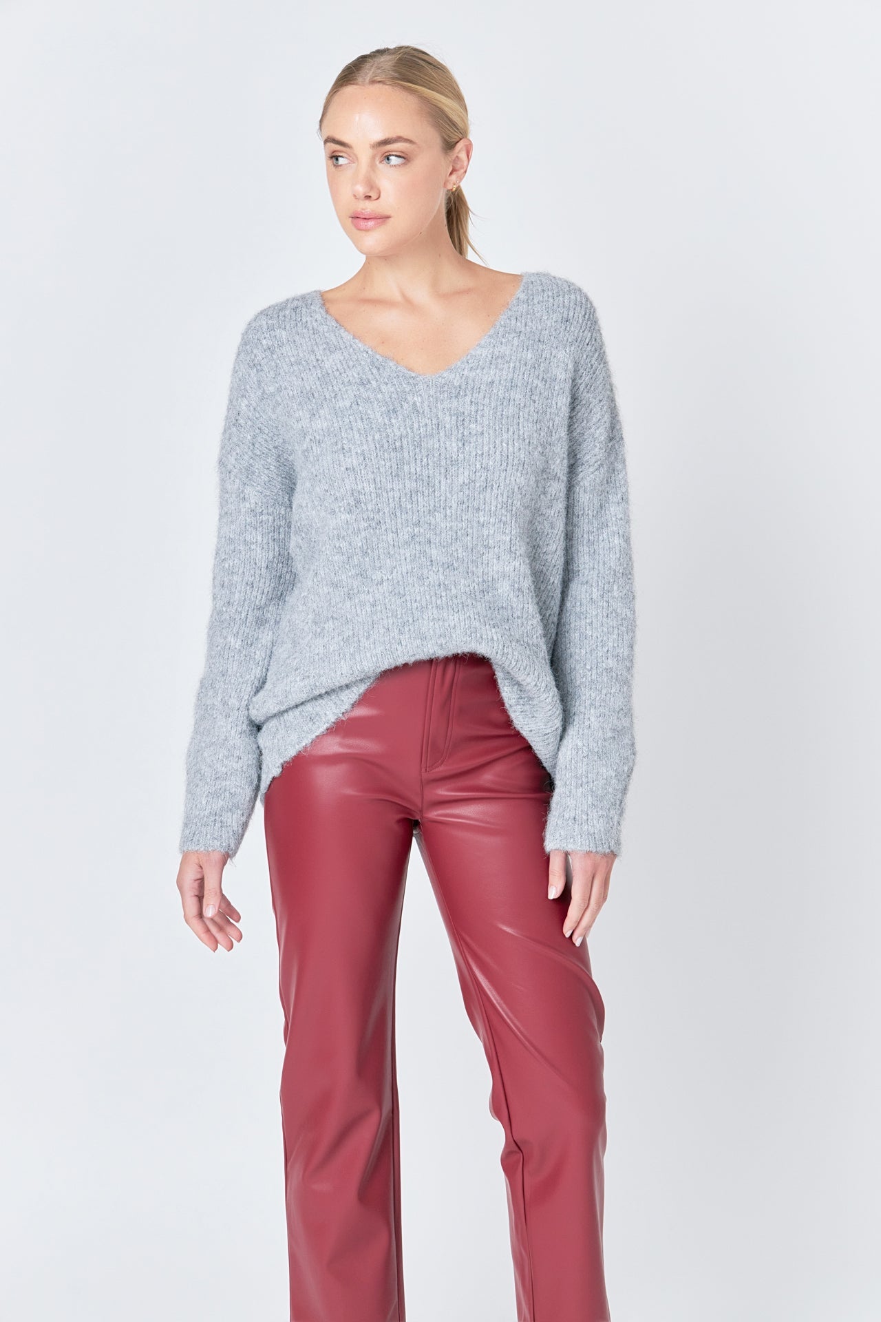 GREY LAB - High-Waisted Faux Leather Pants - PANTS available at Objectrare
