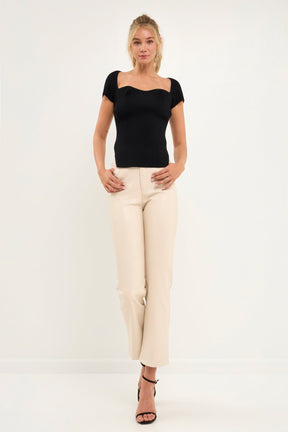 GREY LAB - High-Waisted Faux Leather Pants - PANTS available at Objectrare