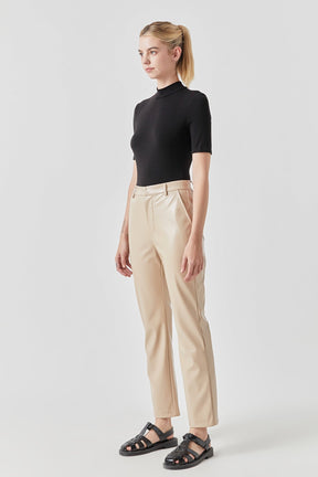 GREY LAB - Shiny High-Waisted Faux Leather Pants - PANTS available at Objectrare
