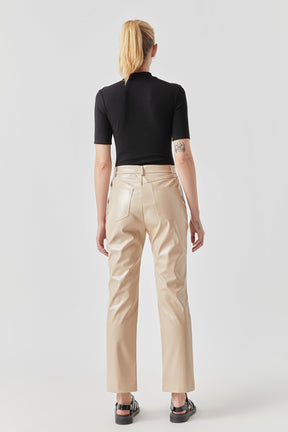 GREY LAB - Shiny High-Waisted Faux Leather Pants - PANTS available at Objectrare