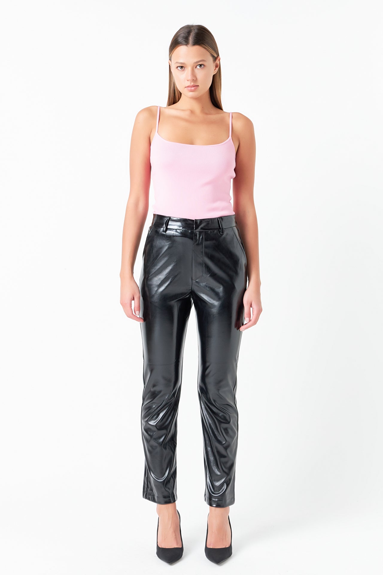 GREY LAB - High-Waisted Faux Leather Pants - PANTS available at Objectrare