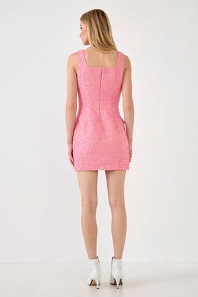 ENDLESS ROSE - Endless Rose - Square Neck Tweed Mini Dress - DRESSES available at Objectrare