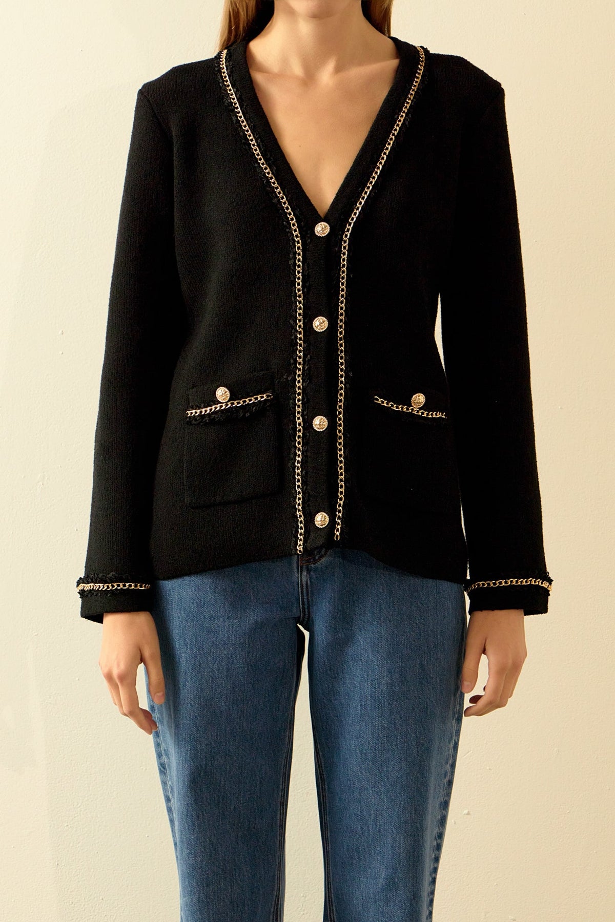 ENDLESS ROSE - Chain Trim Cardigan - SWEATERS & KNITS available at Objectrare