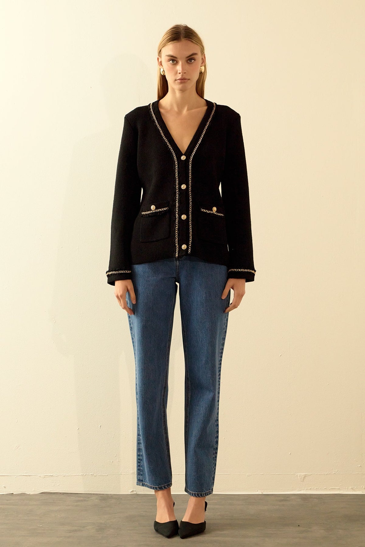 ENDLESS ROSE - Chain Trim Cardigan - SWEATERS & KNITS available at Objectrare