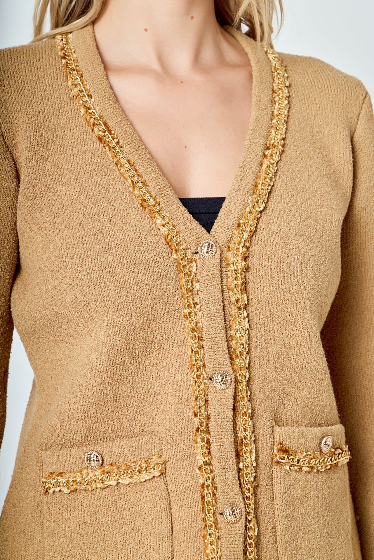 ENDLESS ROSE - Chain Trim Cardigan - SWEATERS & KNITS available at Objectrare