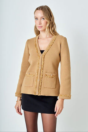 ENDLESS ROSE - Chain Trim Cardigan - SWEATERS & KNITS available at Objectrare