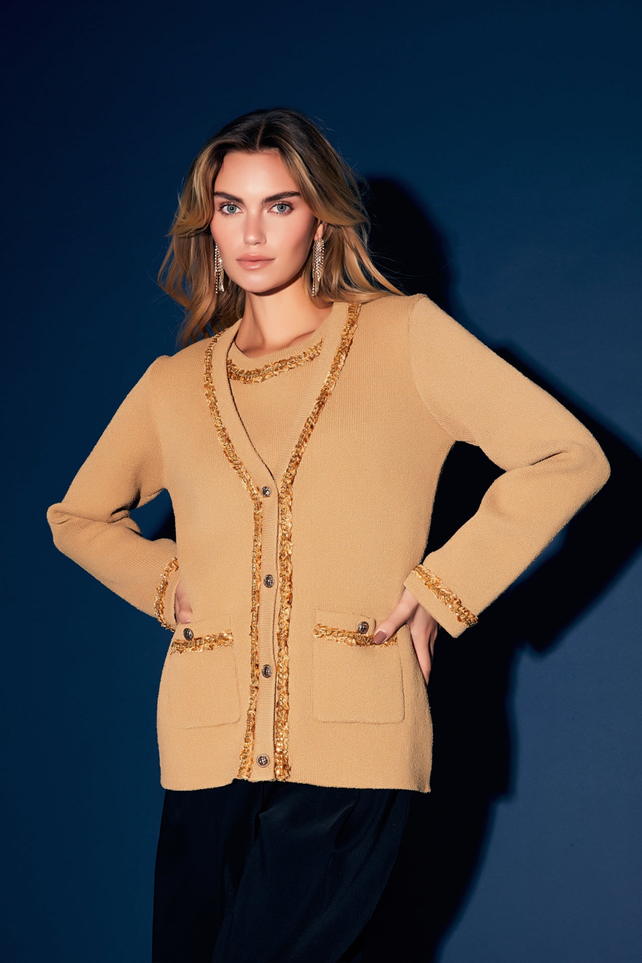 ENDLESS ROSE - Chain Trim Cardigan - CARDIGANS available at Objectrare