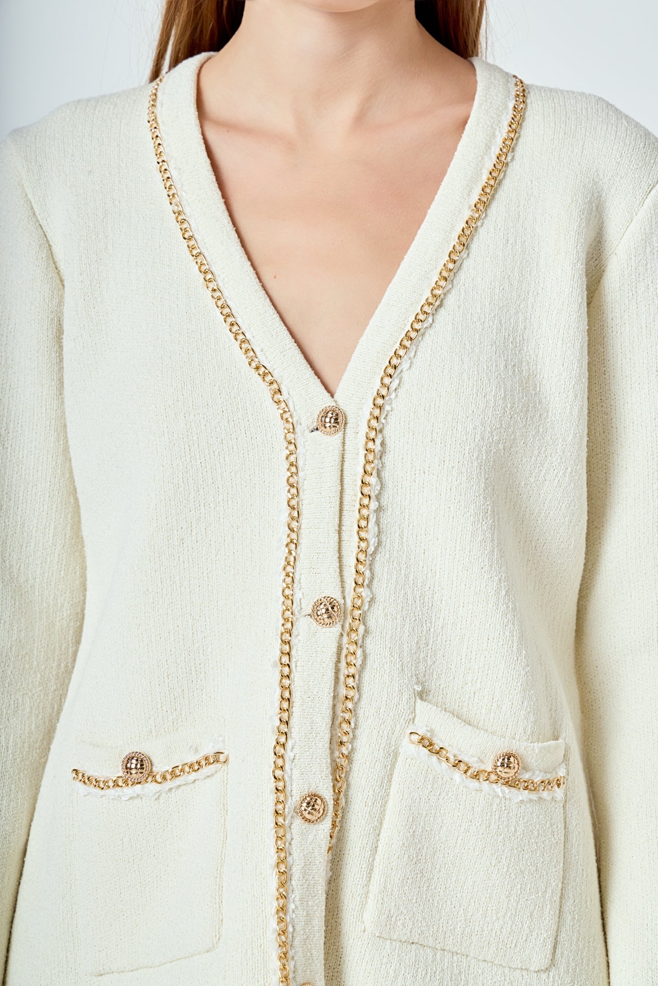 ENDLESS ROSE - Chain Trim Cardigan - SWEATERS & KNITS available at Objectrare