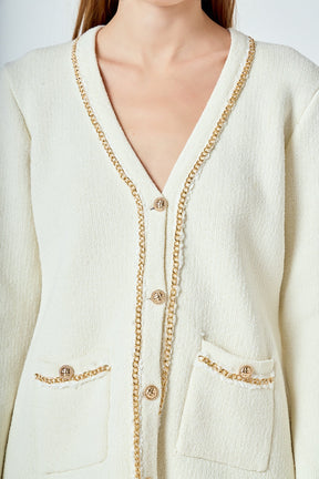 ENDLESS ROSE - Chain Trim Cardigan - SWEATERS & KNITS available at Objectrare