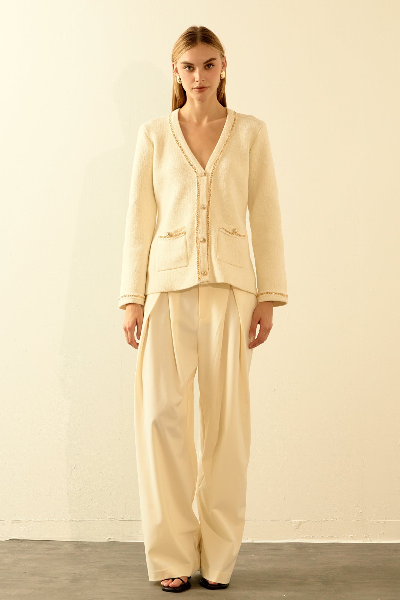 ENDLESS ROSE - Chain Trim Cardigan - SWEATERS & KNITS available at Objectrare