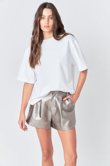 GREY LAB - Grey Lab - High-Waisted Faux Leather Shorts - SHORTS available at Objectrare