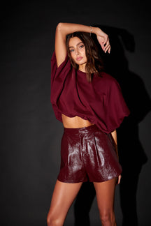 Grey Lab - High-Waisted Faux Leather Shorts