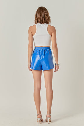 ENDLESS ROSE - High-Waisted Faux Leather Shorts - SHORTS available at Objectrare