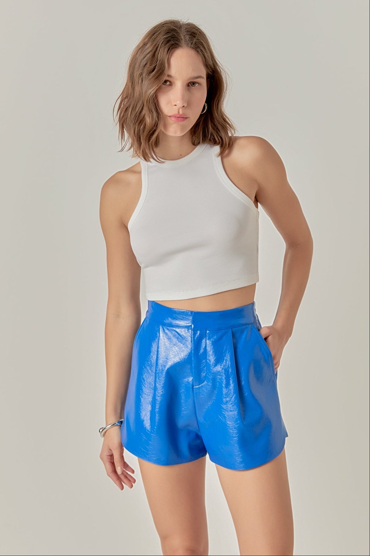 ENDLESS ROSE - High-Waisted Faux Leather Shorts - SHORTS available at Objectrare