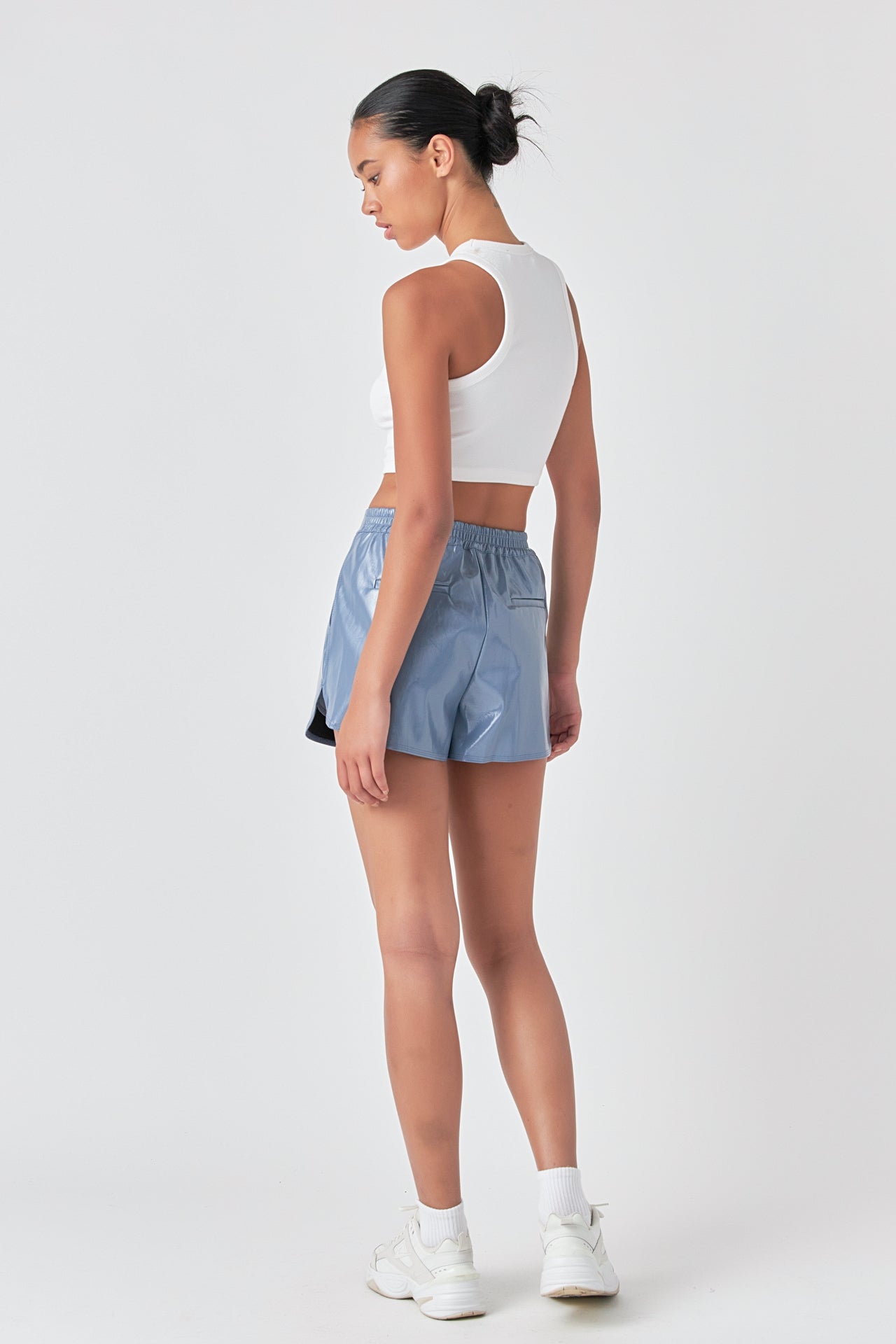 Grey Lab - High-Waisted Faux Leather Shorts