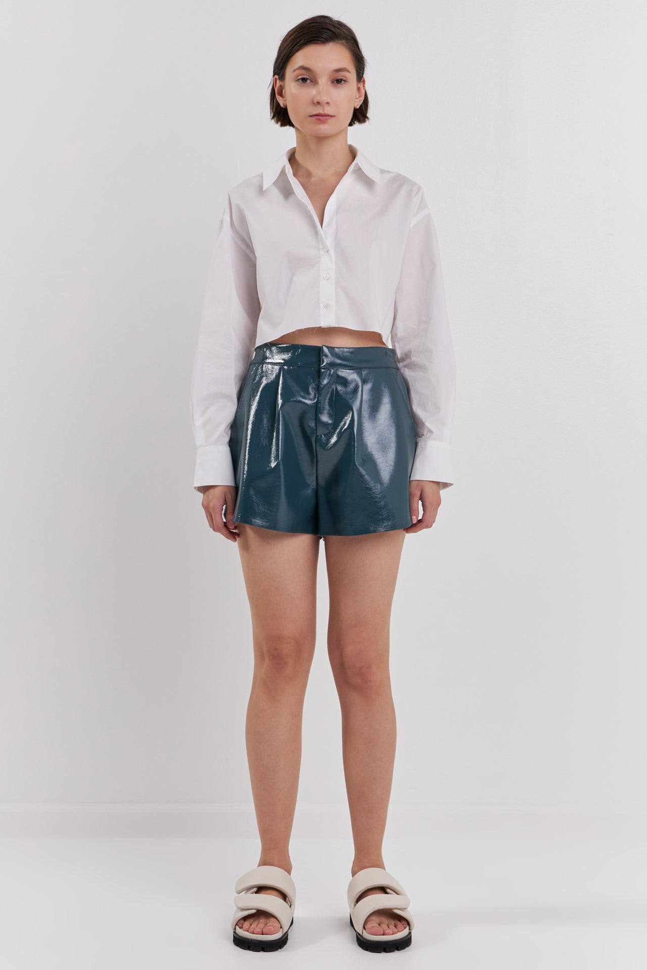  HGps8w Women's High Waisted Faux Leather Shorts