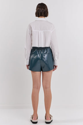 High-Waisted Faux Leather Shorts