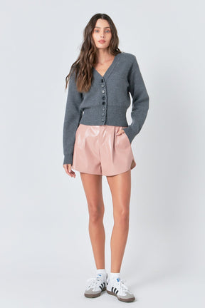 GREY LAB - Grey Lab - High-Waisted Faux Leather Shorts - SHORTS available at Objectrare