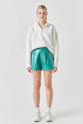 Grey Lab - High-Waisted Faux Leather Shorts