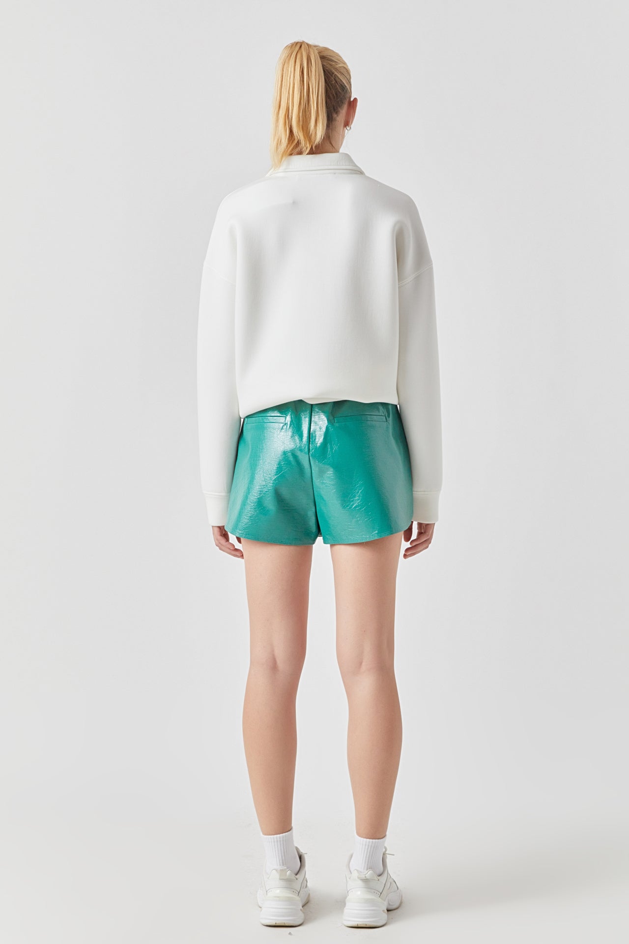 Grey Lab - High-Waisted Faux Leather Shorts