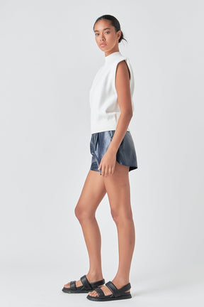 Grey Lab - High-Waisted Faux Leather Shorts