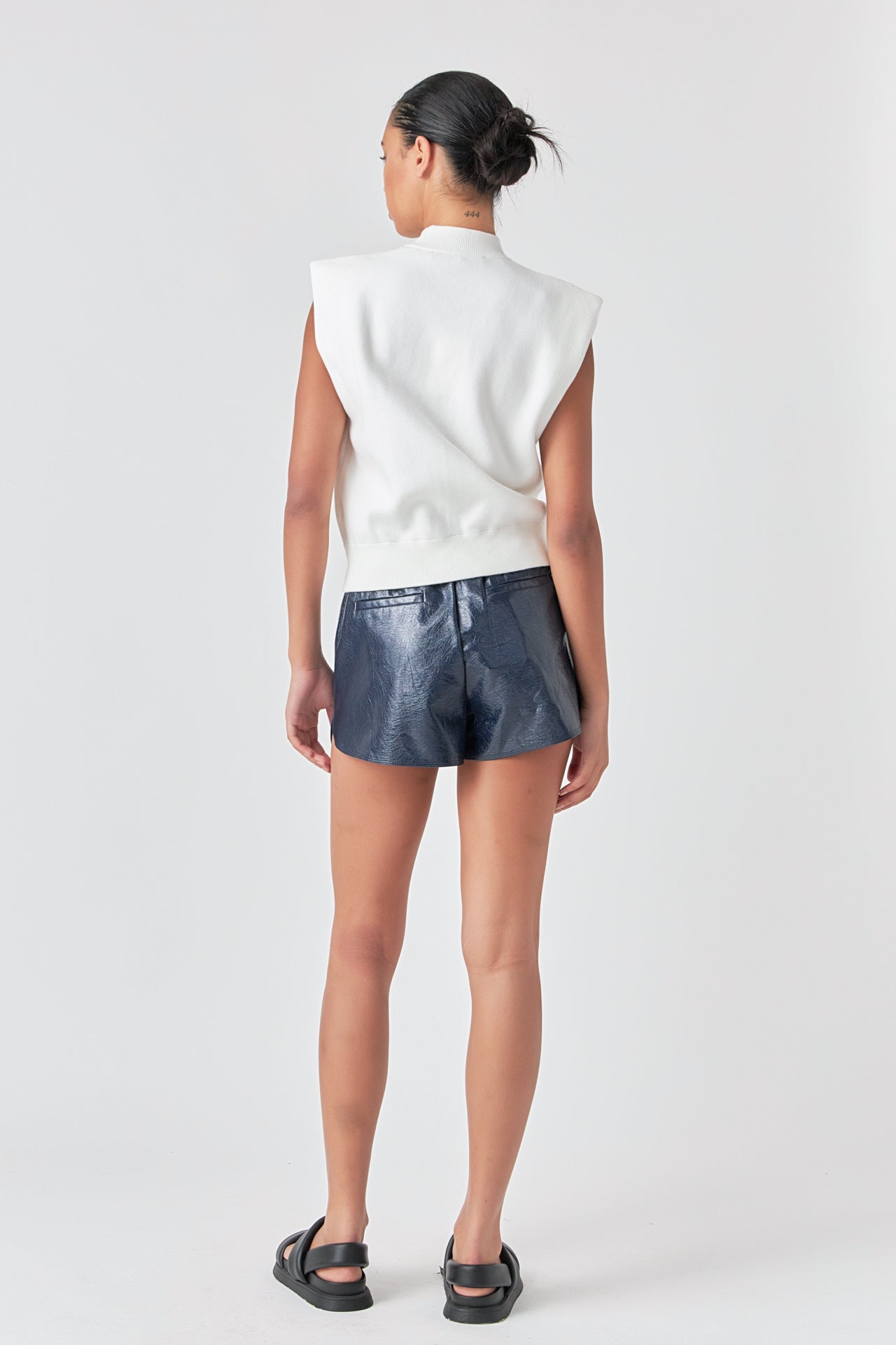 Grey Lab - High-Waisted Faux Leather Shorts