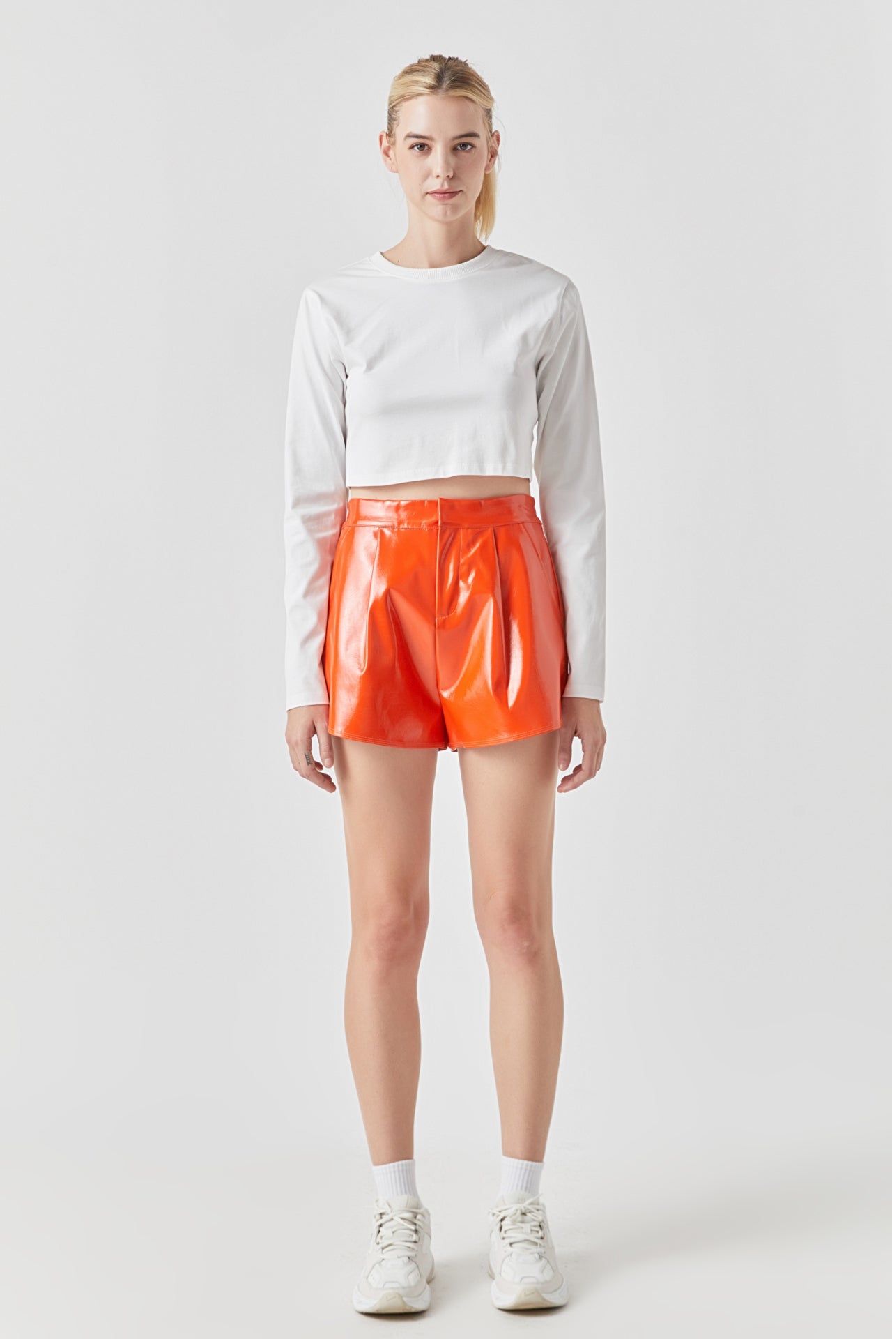 Grey Lab - High-Waisted Faux Leather Shorts