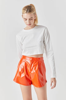 Grey Lab - High-Waisted Faux Leather Shorts