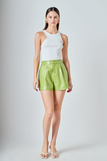 High-Waisted Faux Leather Shorts