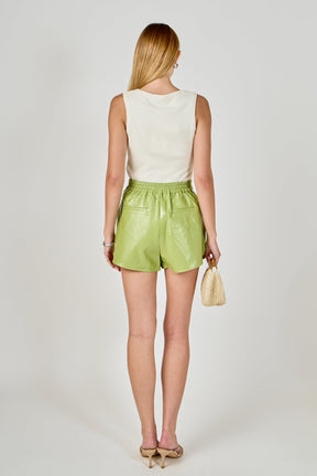 ENDLESS ROSE - High-Waisted Faux Leather Shorts - SHORTS available at Objectrare