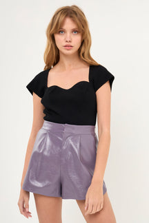 Grey Lab - High-Waisted Faux Leather Shorts