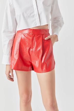 High-Waisted Faux Leather Shorts