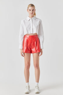 High-Waisted Faux Leather Shorts