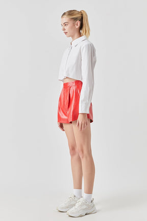 High-Waisted Faux Leather Shorts