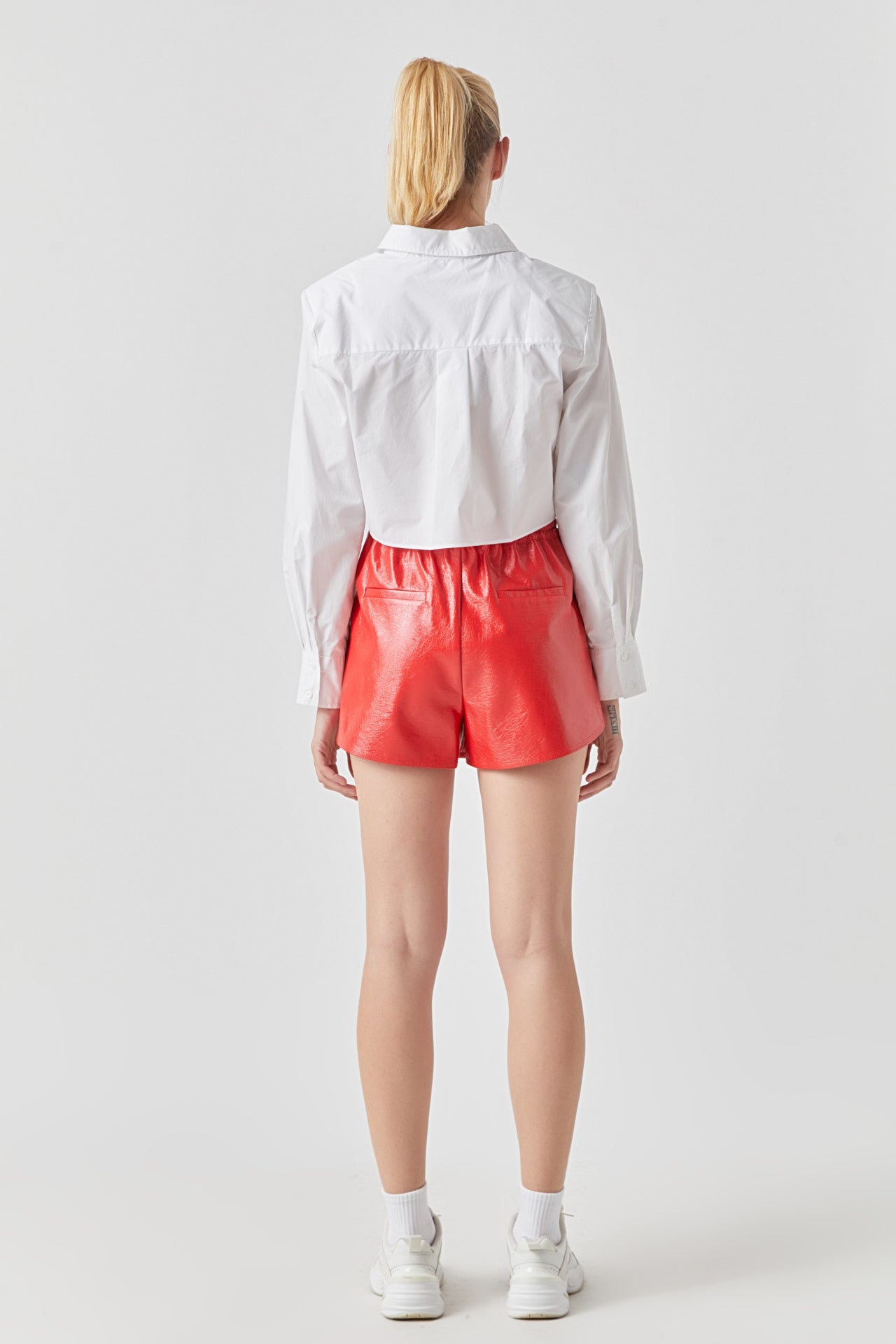 Grey Lab - High-Waisted Faux Leather Shorts