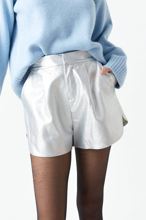 Grey Lab - High-Waisted Faux Leather Shorts