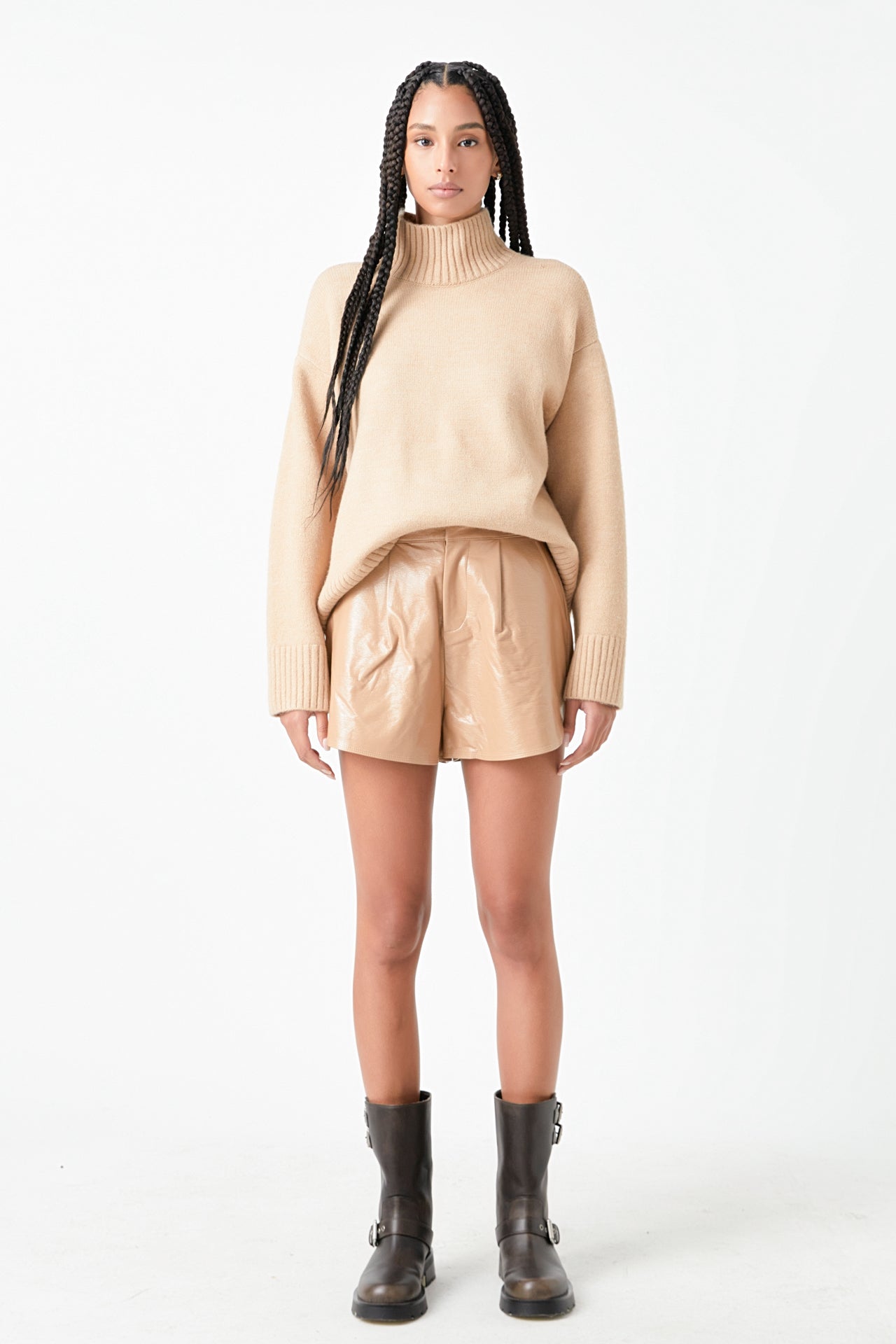 High-Waisted Faux Leather Shorts